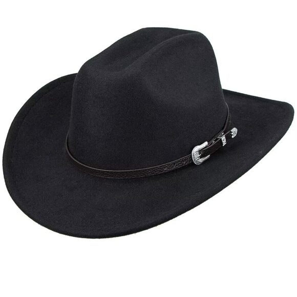 6584 Men-women Rodeo Felt-cowboy-hat With Western-belt-decor Vintage main image 5
